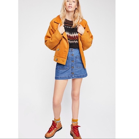 Free People We The Free Don’t Get Me Wrong Denim Button Down Skirt Size 31 - Picture 2 of 10